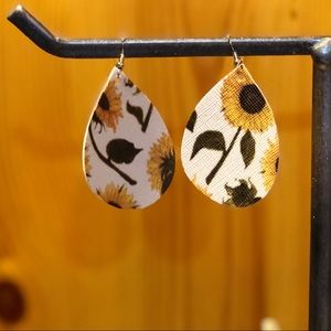Sunflower tear drop earrings